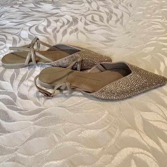 Zara Crystal-Embellished Pointed Slingback Flats – Size 36 - Picture 3 of 3
